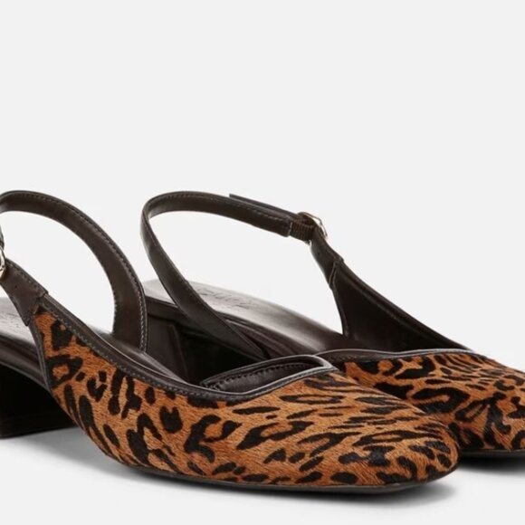 Naturalizer Jayla Leopard Print Calf Hair D'orsay Slingback Pumps Women's Size 6 - Picture 2 of 13
